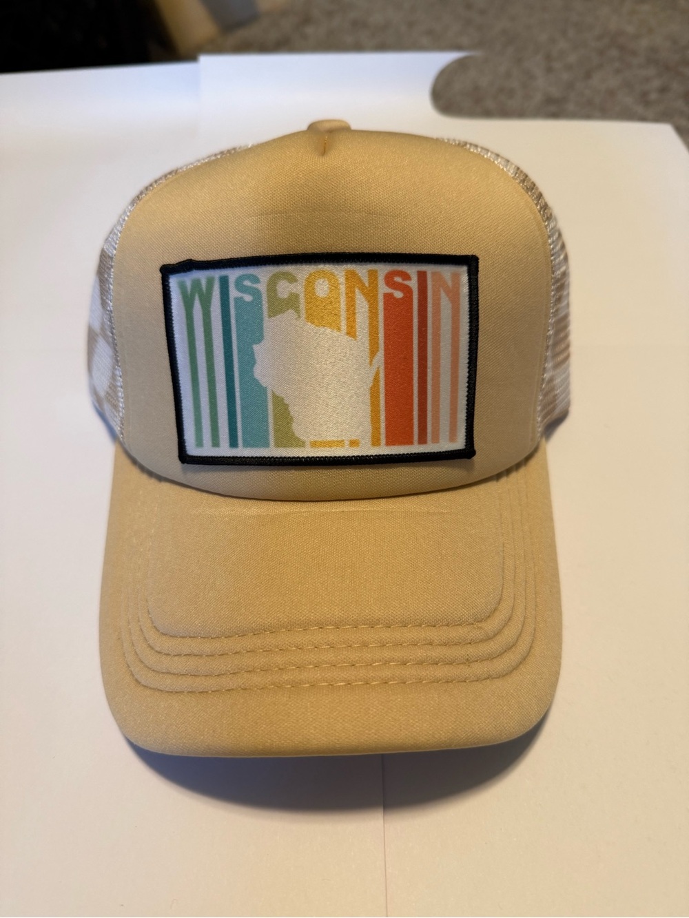 Wisconsin Patch Trucker Hat - Cream